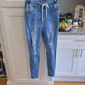 SHEIN Light Blue Distressed Jeggings